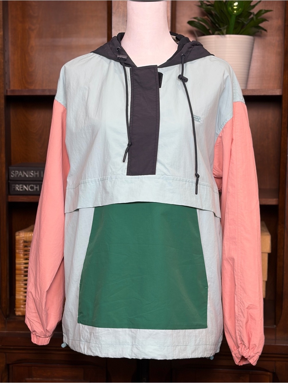 Levi’s Taslan Popover Windbreaker Jacket S Colorblock Hooded Anorak Retro 90s
